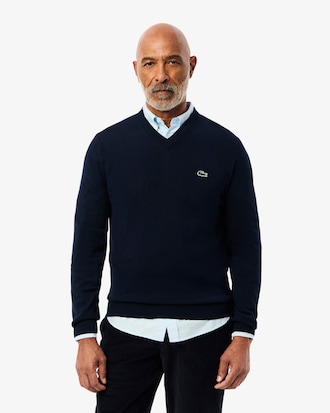 Monochrome Cotton V-neck Sweater
