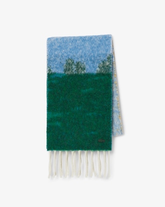 Landscape Motif Alpaca Wool Scarf