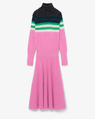 Runway High Neck Alpaca Wool Maxi Dress