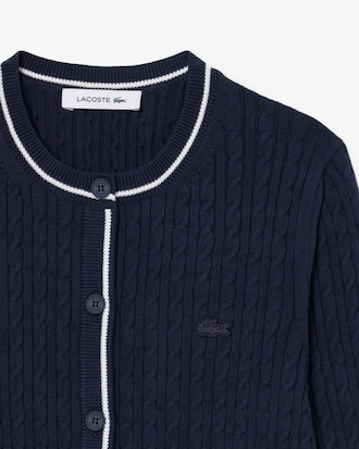 Striped Cable Knit Cardigan