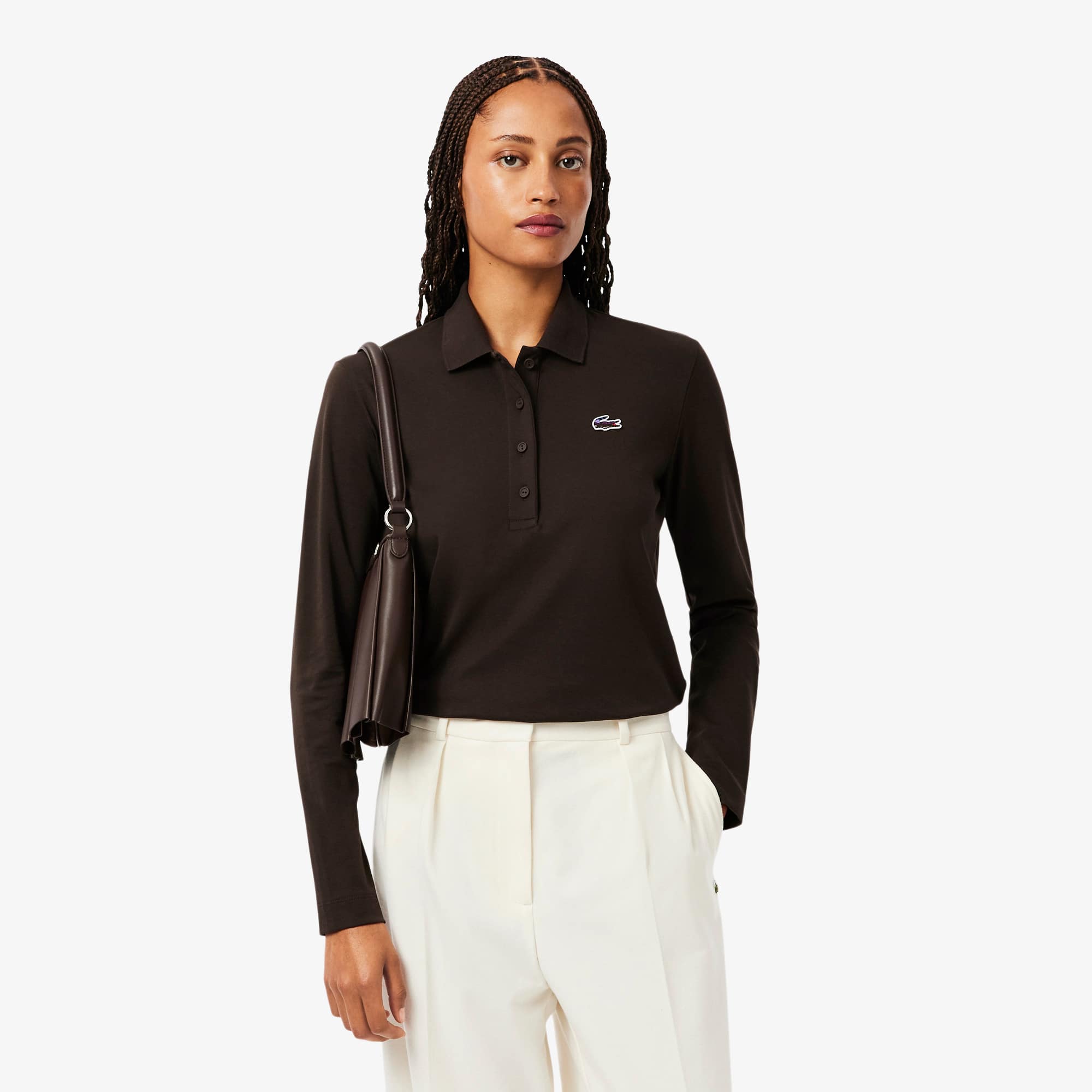Regular Fit Landscape Crocodile Polo Shirt - Women's Long Sleeves