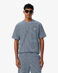 Textured Striped Cotton T-shirt