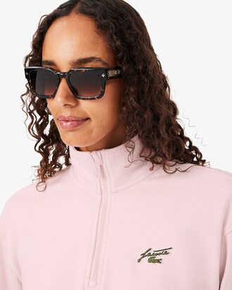 High Neck Zipped Fleece Badge Sweatshirt