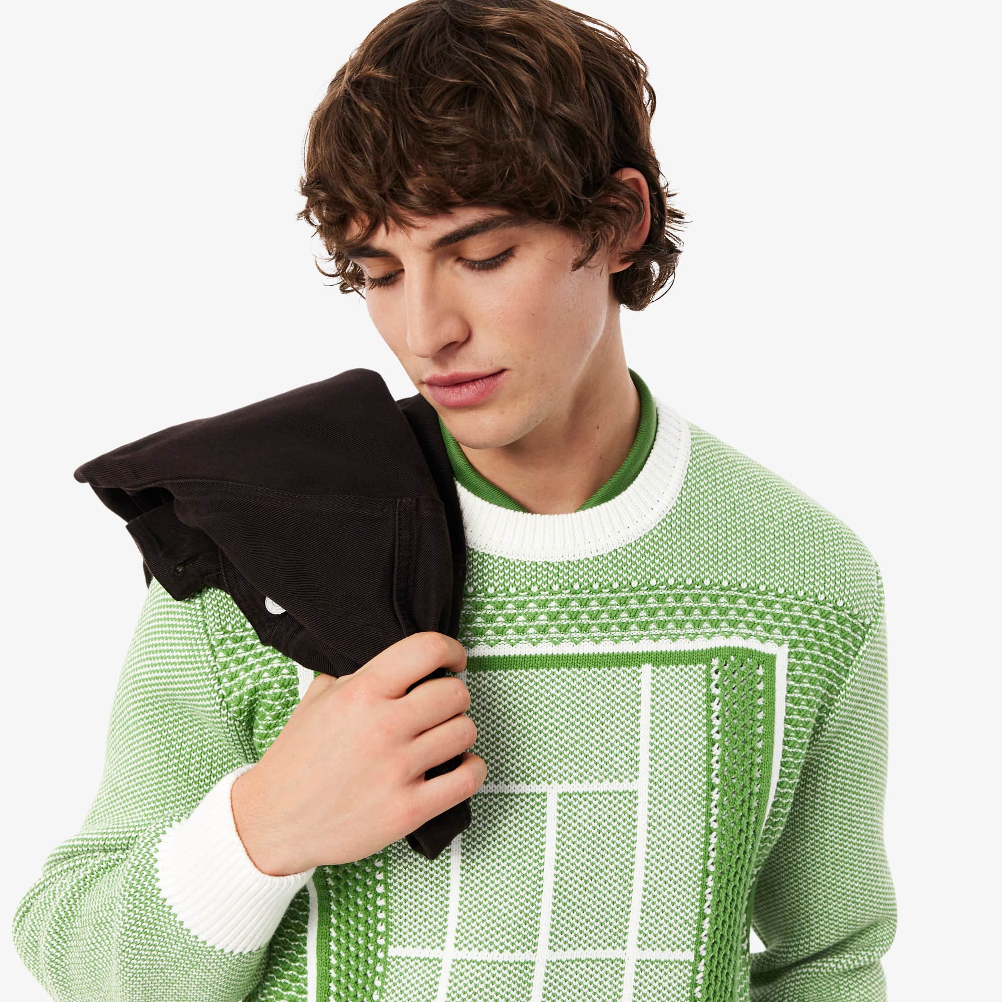 Tennis Court Graphic Jacquard Sweater - Men's Knitwear - New In