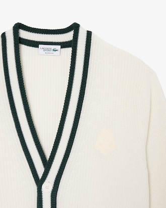 Badge Accent Wool Blend Golf Cardigan
