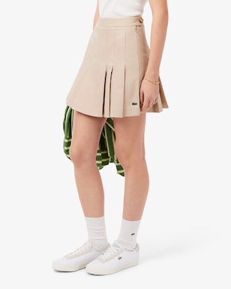 Short Stretch Cotton Pleated Skirt