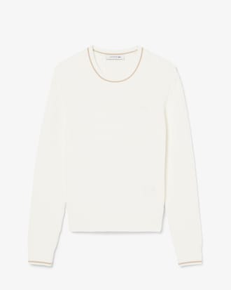 Stripe Accent Cable Knit Sweater
