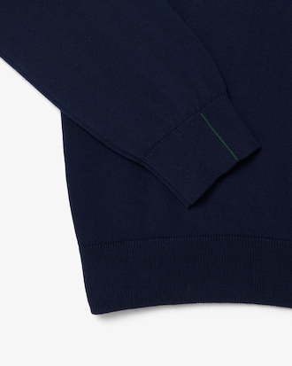 Zipped High Neck Cotton Sweater