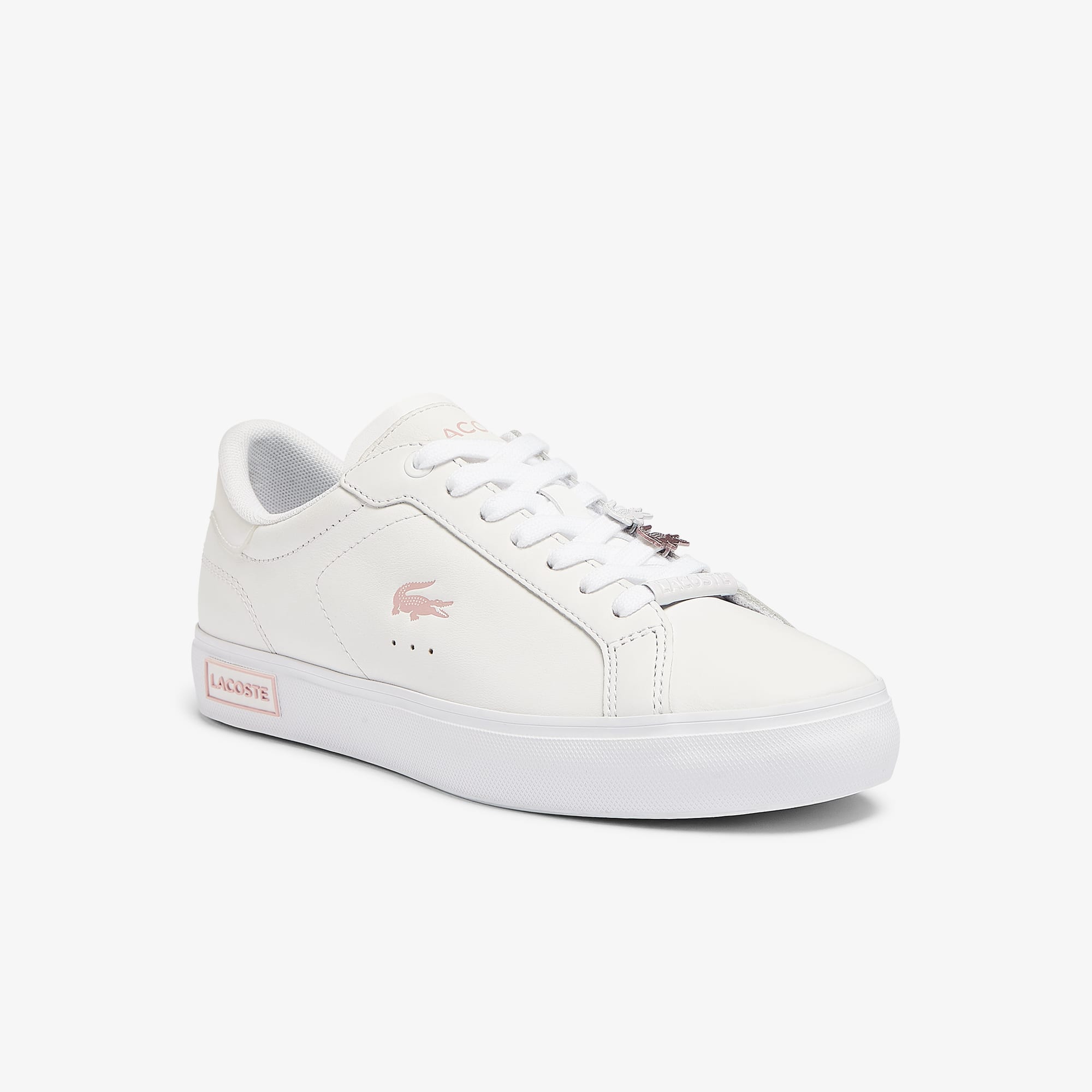 Lacoste Women's Powercourt Leather Iridescent Detail Trainers. 1