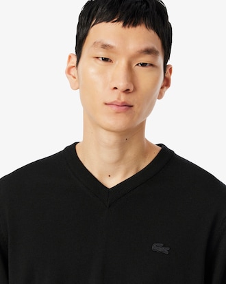 Merino Wool Monochrome V Neck Sweater