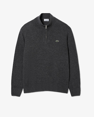Zipped High Neck Wool Sweater