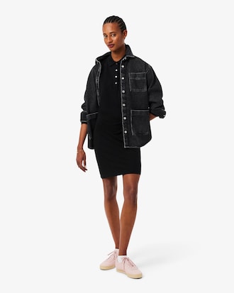 Slim Fit Fluid Piqu&eacute; Polo Collar Dress