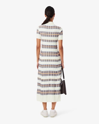Ribbed Knit Polo Collar Dress