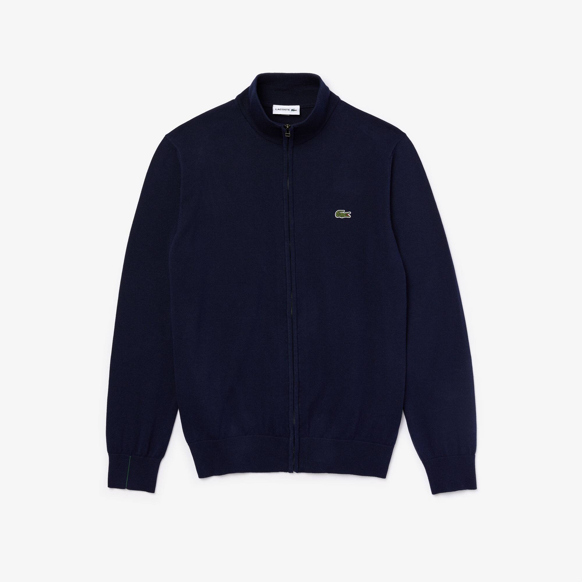 lacoste collared knitted jumper