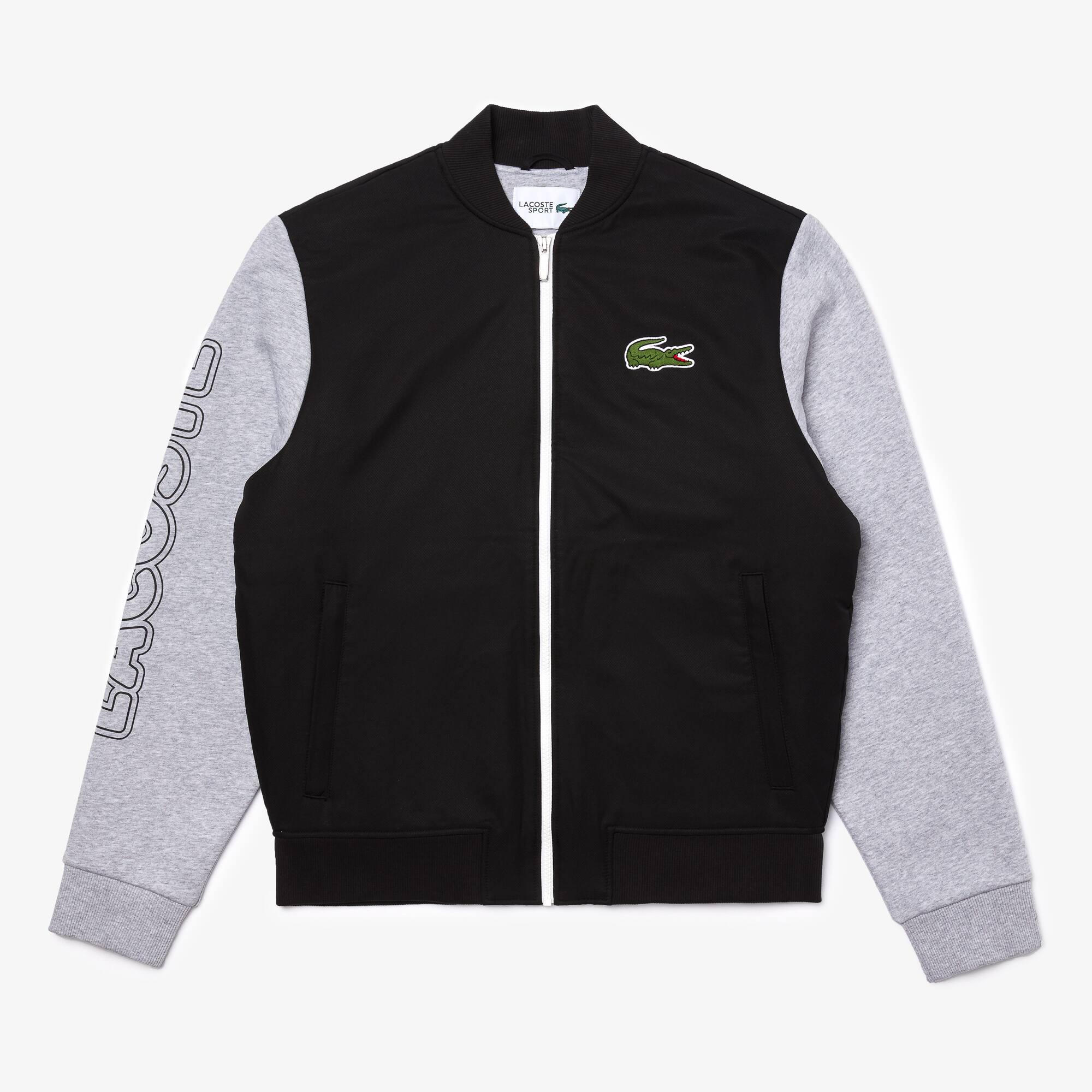Lacoste Men's Lacoste SPORT Two-Tone Print Fleece Zip Teddy Jacket. 1 Lacoste Men's Lacoste SPORT Two-Tone Print Fleece Zip Teddy Jacket. 1