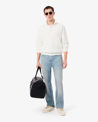 High Neck Embossed Zipped Sweatshirt