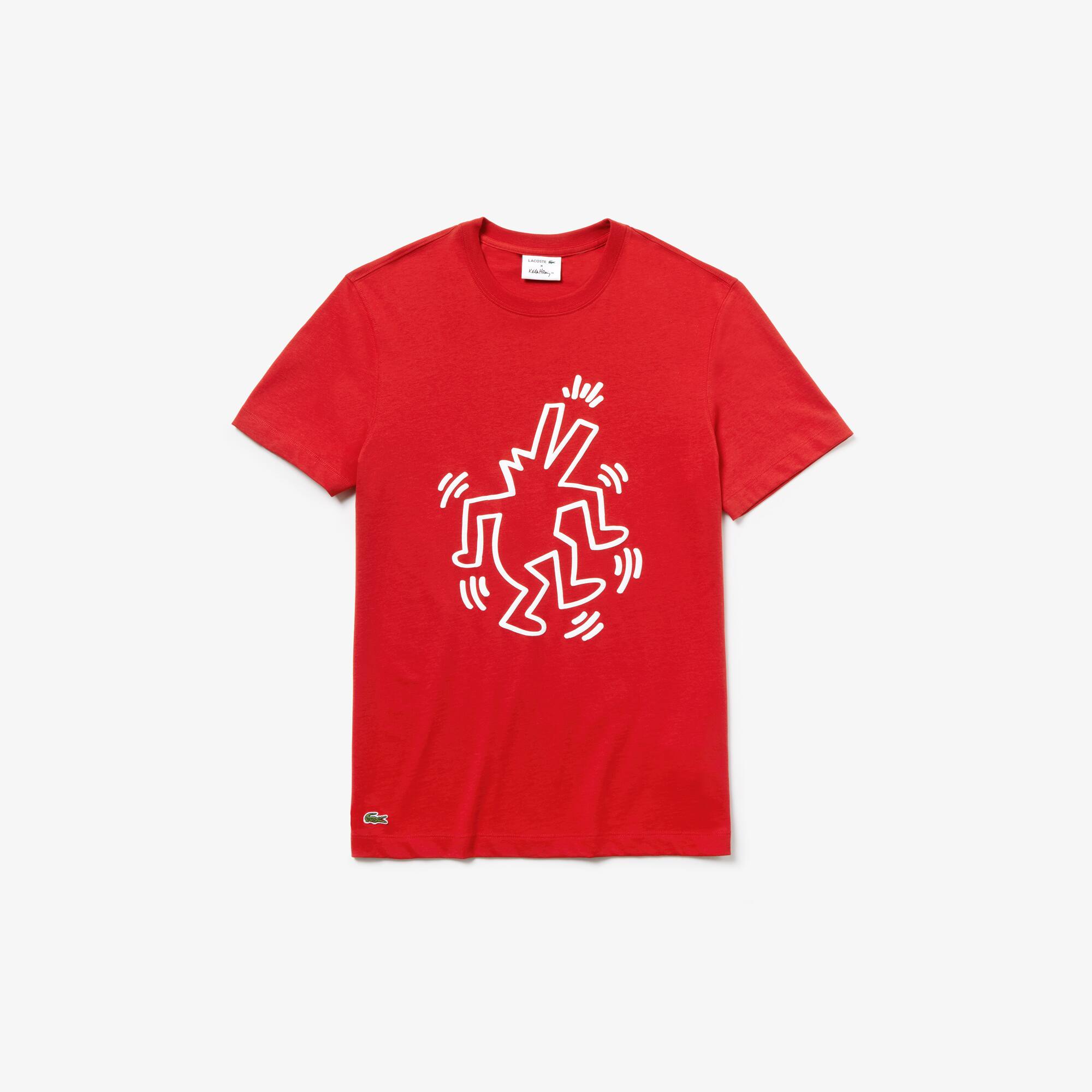 Men's Keith Haring Print Crew Neck Regular Fit Cotton Tshirt LACOSTE