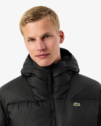 Short Water-Repellent Hooded Puffed Jacket
