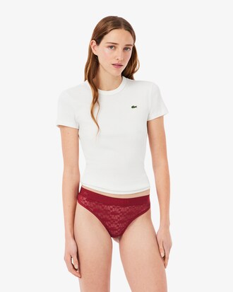 Logo Waist Lacy String Briefs