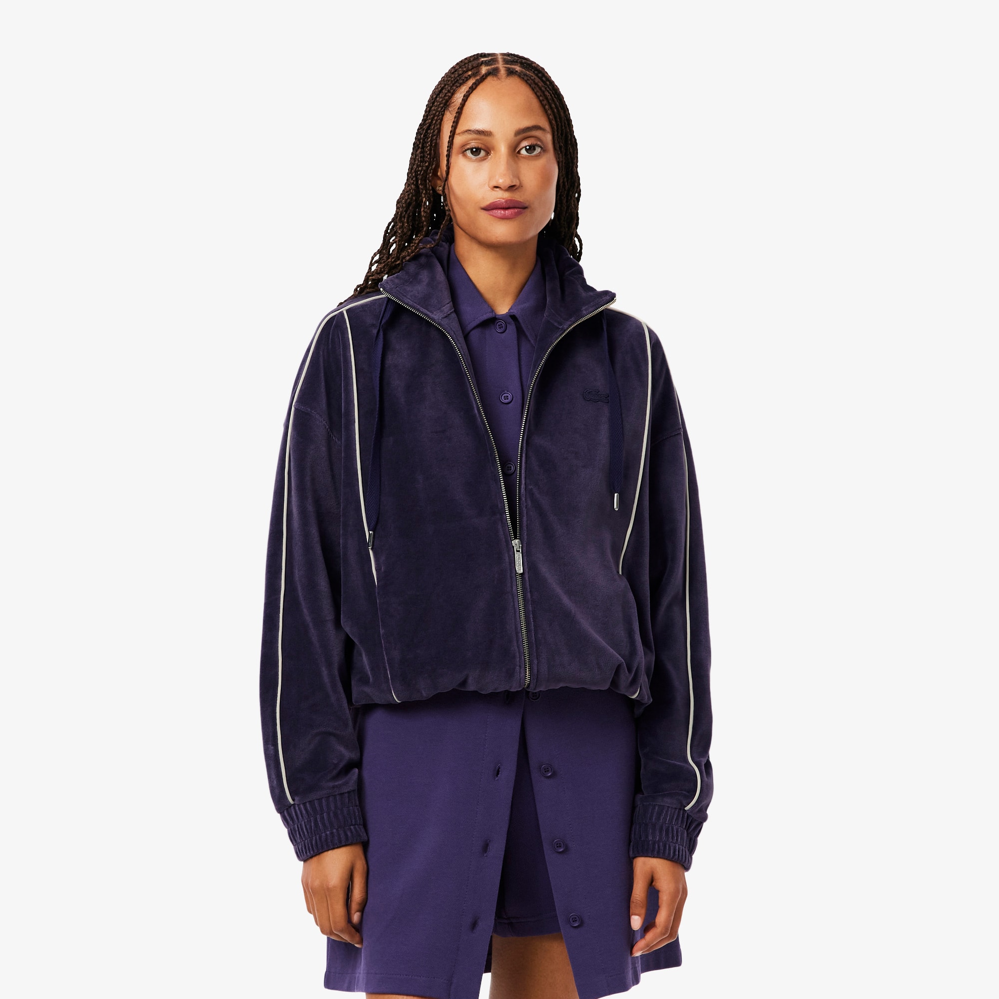 Oversized Zipped Velour Sweatshirt - Women's Sweatshirts & Hoodies