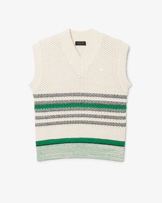 Lacy Striped Piqu&eacute; Sweater Vest