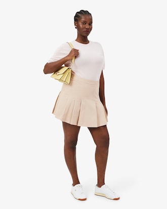 Short Stretch Cotton Pleated Skirt