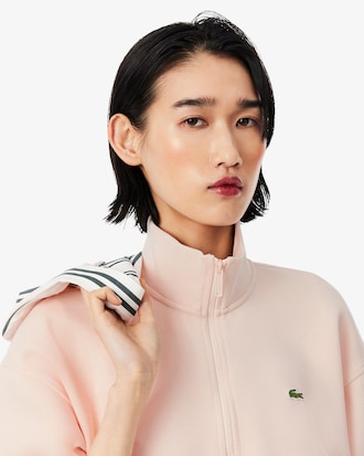 High Neck Zipped Piqu&eacute; Sweatshirt