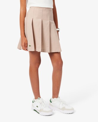 Pleated Cotton Twill Skirt