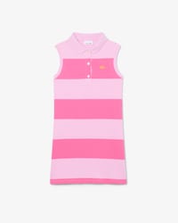 Sleeveless Striped Petit Piqu&eacute; Polo Dress
