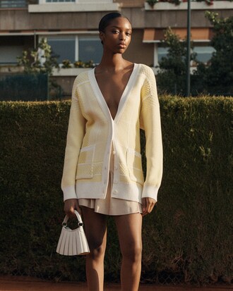 Tennis Court Jacquard Long Cardigan