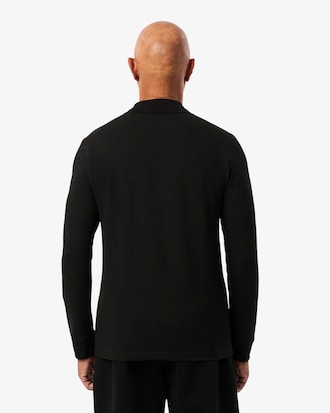 Regular Fit Long Sleeved Cotton Blend Polo Shirt