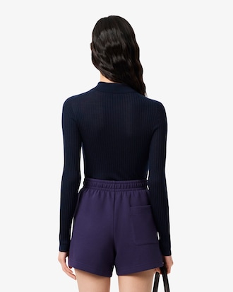 3D Knit Merino Wool Polo Collar Sweater