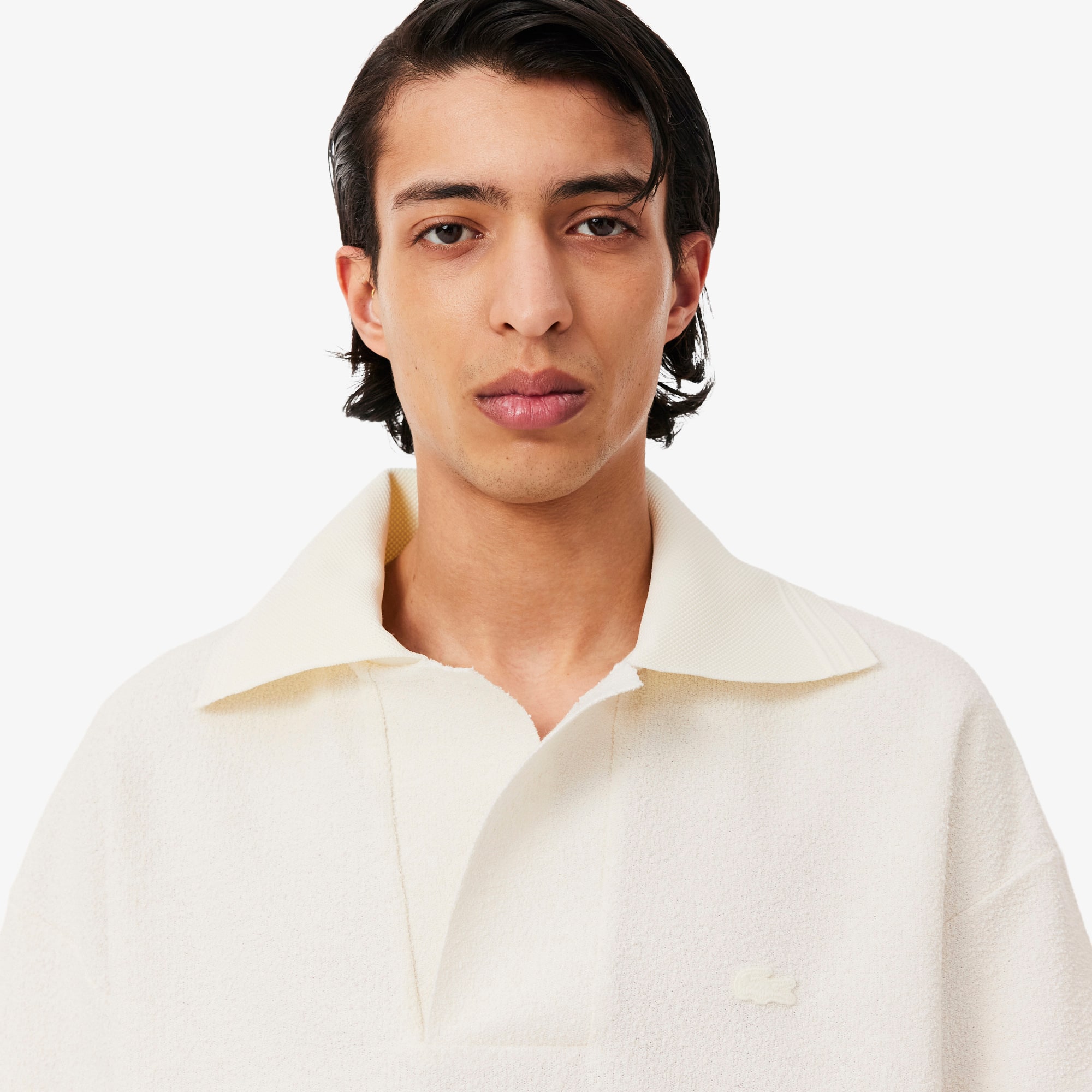Runway Loose Fit Bouclé Knit Polo Shirt - Men's Short Sleeves Polo
