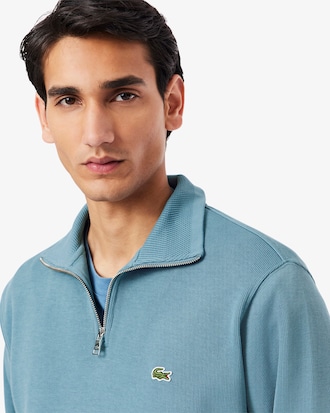 Zip-Up High Neck Interlock Sweatshirt