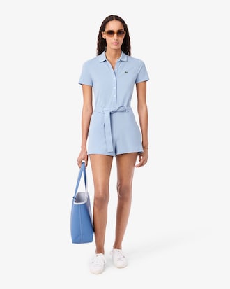 Stretch Piqu&eacute; Polo Collar Playsuit