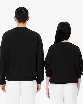 Loose Fit Badge Accent Fleece Sweatshirt