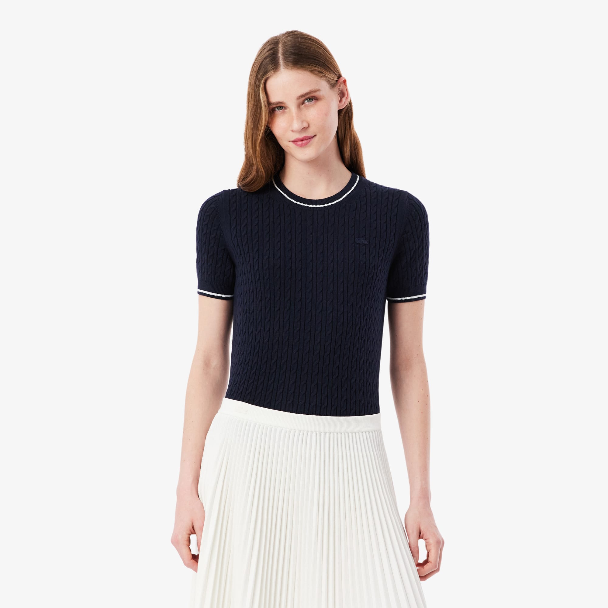 Short Sleeved Cable Knit Sweater - Women's Knitwear - New In 2026