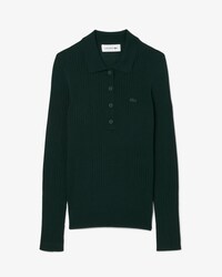 3D Knit Merino Wool Polo Collar Sweater