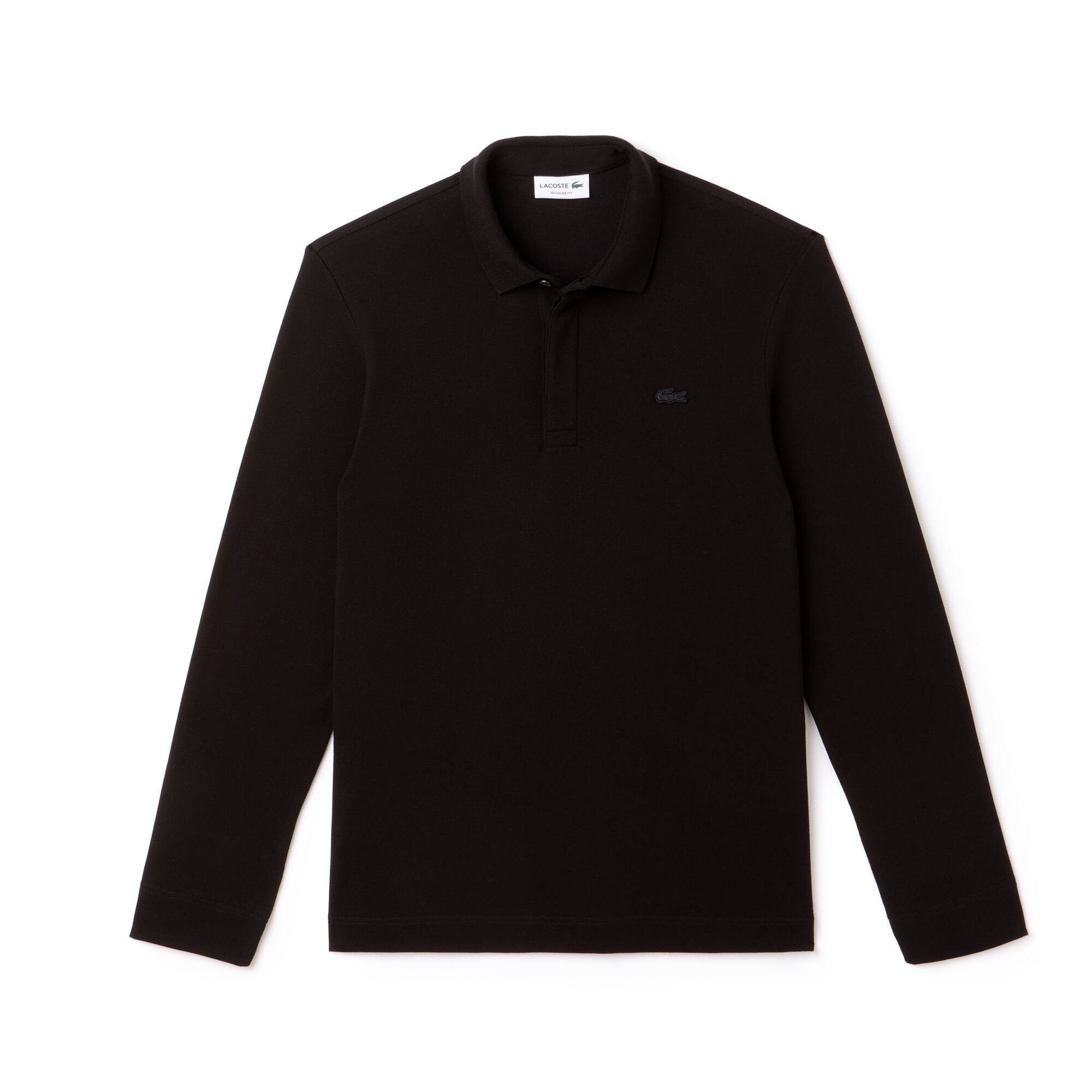 Polo lacoste homme noir manches longues clearance