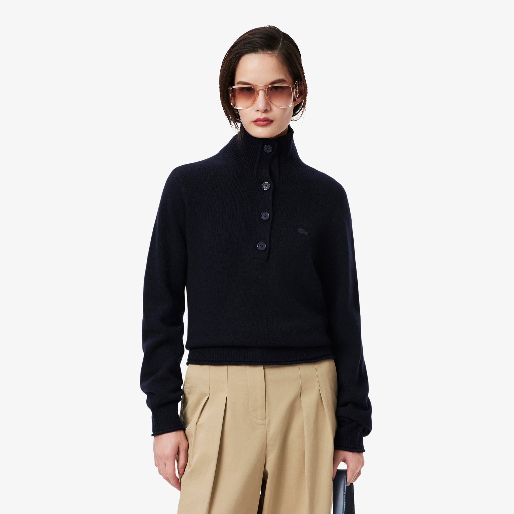 2026ssENFÖLD HIGH-NECK WIDE PULLOVER Wool High Neck Sweater - Women's Knitwear - New In 2026 | Lacoste