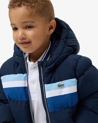 Colour-Block Hooded Down Jacket