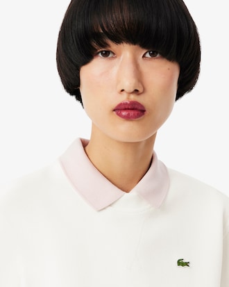 Relaxed Fit Piqu&eacute; Crew Neck Sweatshirt