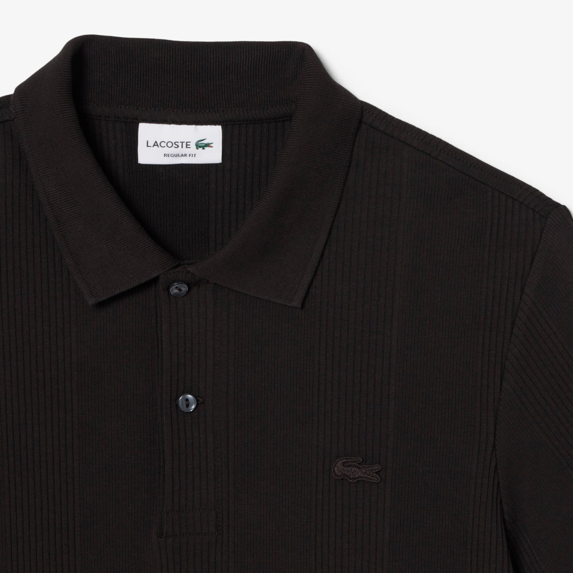Regular Fit Ribbed Knit Polo Shirt - Men's Short Sleeves Polo