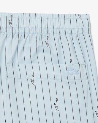 Crocodile Print Stripe Cotton Shorts