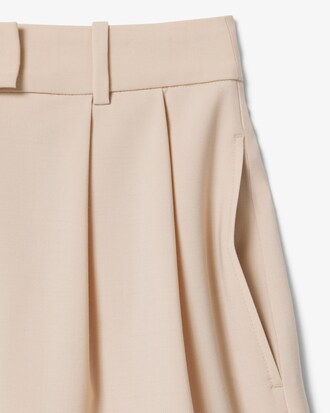 Oversized Wool Blend Pleated Bermuda Shorts