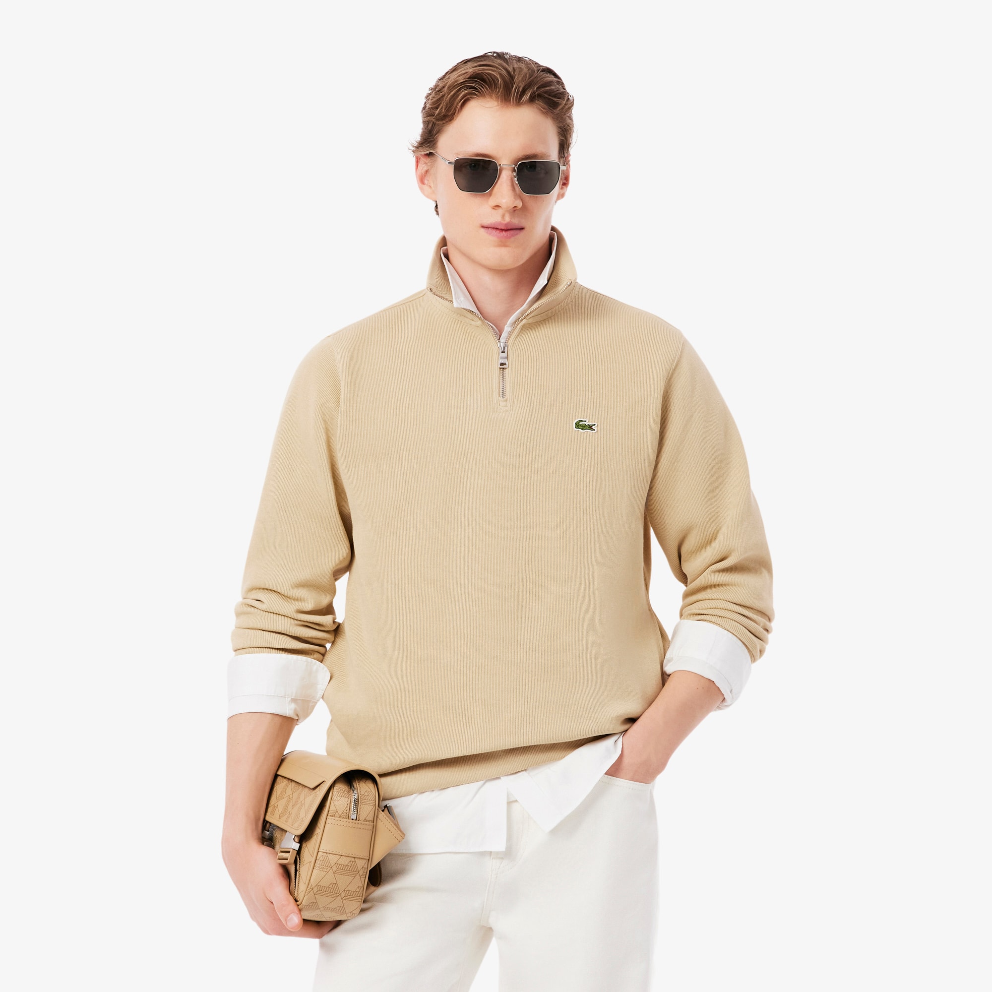 Zip-Up High Neck Interlock Sweatshirt - Men's Sweatshirts - New In