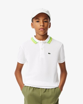 Stripe Collar Petit Piqué Polo Shirt