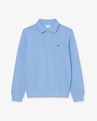 Ribbed Cotton Polo Collar Sweatshirt