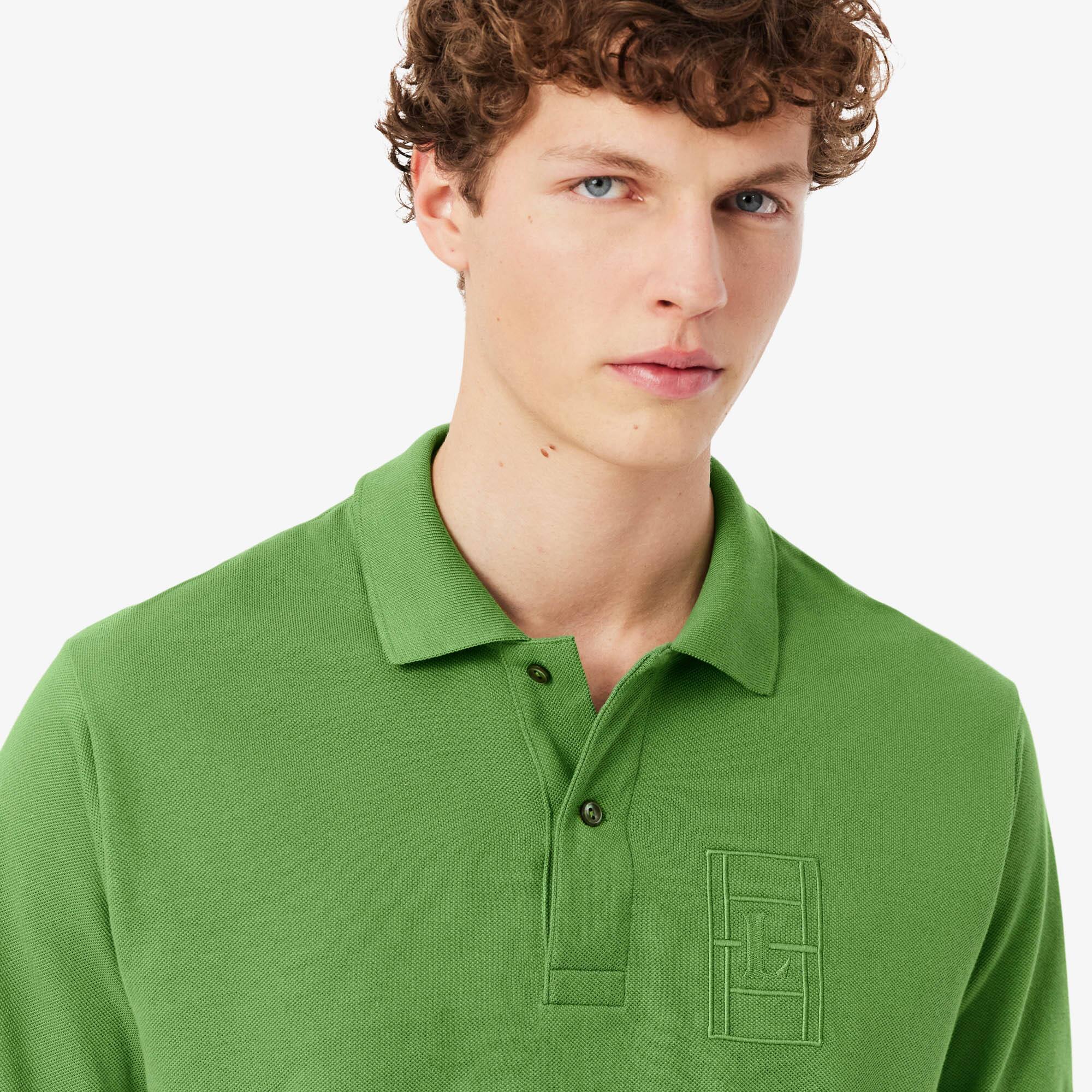 Classic Fit Embroidery Detail Petit Piqué Polo Shirt - Men's Short