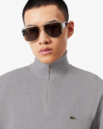 Zip-Up High Neck Interlock Sweatshirt